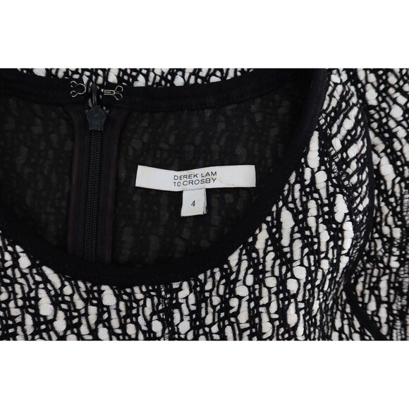 Derek Lam 10 Crosby Size 4 Asymmetrical Boucle Black White Woven Mini Dress - Picture 11 of 13